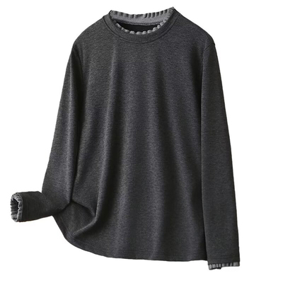 假两件木耳边半高领保暖内搭上衣