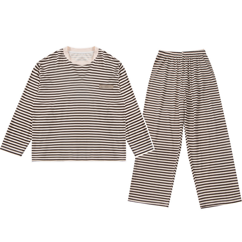 女童春秋条纹可外穿家居服套装