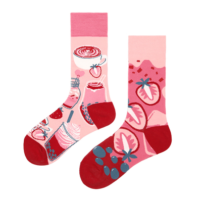 GXCM四季ab袜子男女情侣款不对称中筒袜卡通动物彩色棉袜时尚潮流