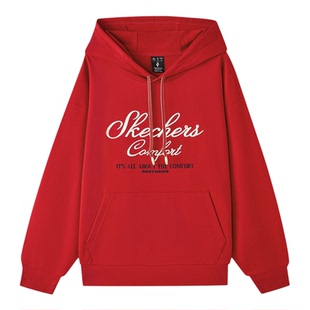 Skechers斯凯奇男女款新年红色时尚潮流保暖休闲连帽卫衣L126U020