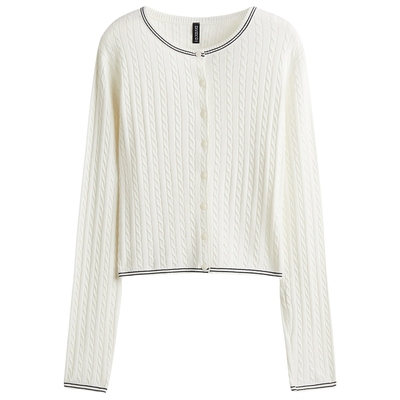 HM女装毛针织衫2025秋季新款圆领时尚气质雅致绞花开衫1289653