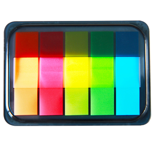 得力荧光膜书贴归类标签半透明小条索引贴学生用彩色便签抽取式分类防水贴纸指示页码笔记本文件夹图书标签贴