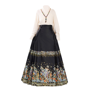 新款马面裙女套装织金妆花蓝黑红色敬酒服上衣中国风日常通勤春季