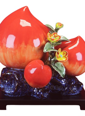 石湾陶瓷寿桃摆件吉祥寓意