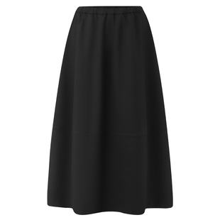 孙文秀studio花苞裙定位立体剪裁羊毛混纺黑色松紧腰半身裙伞裙