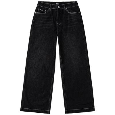 Lee宽松直筒黑色女阔腿裤