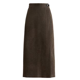 2025新款一片式裙子女秋冬长裙围裹式半身裙女士冬季加厚呢绒裹裙