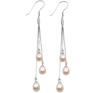 S925纯银天然珍珠耳环真淡水珍珠耳坠长款流苏2025年新潮款防过敏