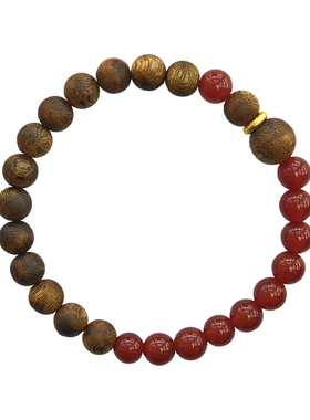 沉香南红单圈圆珠手串男女款