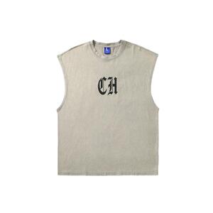 CHINISM CH水洗无袖t恤男宽松潮牌夏季运动坎肩篮球背心嘻哈纯棉