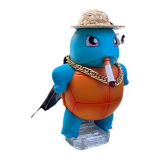 杰尼龟车载站姿傲娇杰尼龟汽车装饰车顶叼烟草帽杰尼龟车尾车挂件