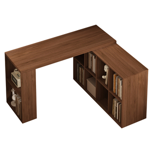 实木多层板转角书桌书架一体书房90度旋转书桌l型拐角学习桌5L76