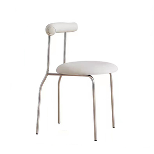 北欧轻奢奶油风餐椅法式家用白色餐桌椅简约化妆凳高级感中古椅子