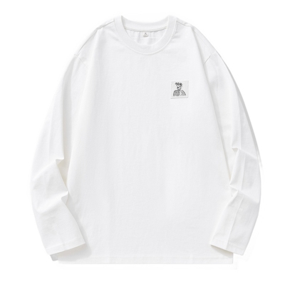 长袖圆领纯棉面料宽松T恤