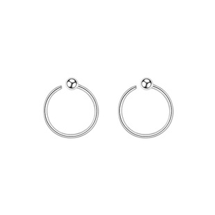 睡觉不用摘~素圈耳环纯银999养耳洞耳钉气质名媛耳扣方圆脸耳饰女