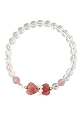 天然白水晶手串爱心草莓闺蜜款