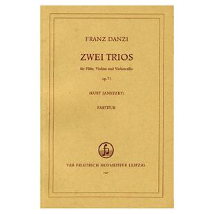 三重奏2首Op71 丹齐 长笛小提琴和大提琴 研习小总谱 非演奏用谱 德国霍夫曼斯特 原版乐谱书 2 Trios for Flute Violin and Cello