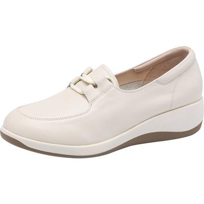 沙驰女鞋坡跟妈妈鞋软摇摇鞋2025年秋季新款轻便厚底休闲鞋乐福鞋