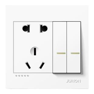 俊朗二开五孔单控带开关插座86型暗装家用两开双开双控二三插面板