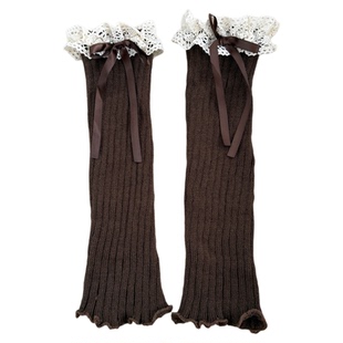 秋冬洛丽塔蝴蝶结丝带蕾丝腿套少女芭蕾风袜套百搭jk学生堆堆袜