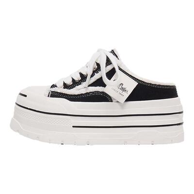 LeeCooper半拖帆布鞋女2026新款夏季内增高百搭休闲鞋运动鞋板鞋