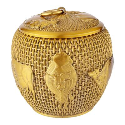 黄铜五牛大号防潮茶叶罐