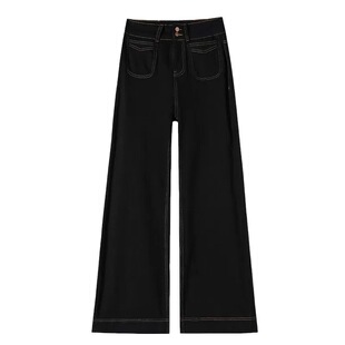 黑色窄版阔腿牛仔裤女春季秋冬2026年新款高腰小个子弹力直筒裤子