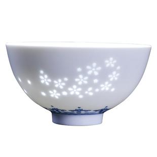 古镇陶瓷 景德镇青花玲珑饭碗 家用单个个性饭碗瓷碗创意餐具