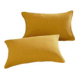 纱布华夫格素色纯棉枕巾一对全棉单人情侣枕头巾家用柔软透气盖巾