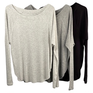 秋新品瑜伽罩衫T恤上衣莫代尔性感慵懒遮肉运动休闲瑜伽健身女