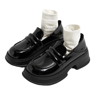 环球基础款小皮鞋女款秋季校供学院风日系jk制服一脚蹬乐福鞋子女