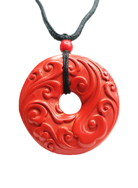 朱砂仿古祥云平安扣吊坠挂件红砂新中式民族风饰品情侣闺蜜礼物