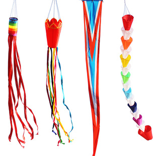 新款潍坊流苏尾心型滑翔机加宽加长风筝平面立体尾飘尾巴飘带