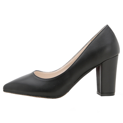 粗跟百搭脚背高加宽大码女鞋