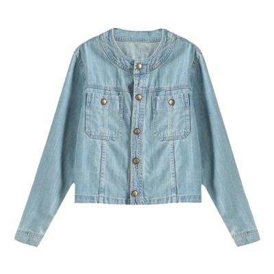 韩版常规款牛仔棉纯色短外套