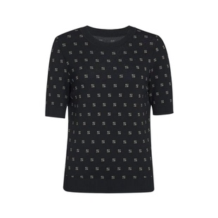 娜家商场同款2025秋季新品时尚简约提花短袖舒适显瘦针织衫上衣