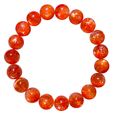 天然金太阳石日光石金草莓晶手链