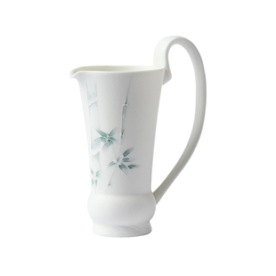 植述淡青竹影陶瓷手绘雅奏公道杯仿古单耳手把高端分茶器茶海匀杯