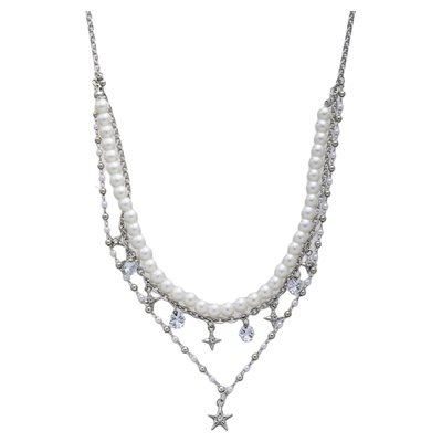 多层叠戴五角星珍珠项链颈链