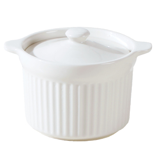 双耳陶瓷炖盅炖燕窝蒸盅蒸鸡蛋羹单人空气炸锅专用碗烤碗布丁带盖