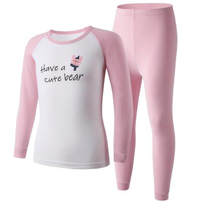 AB内衣女童刷绒圆领保暖套装