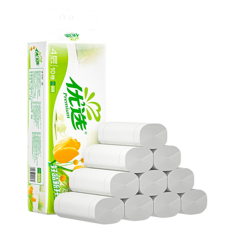 优选系列卷纸无芯家庭装家用卫生厕手纸巾实惠装3层1提10卷包邮