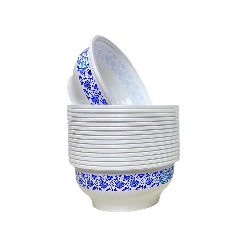 一次性饭碗筷圆形青花瓷套装