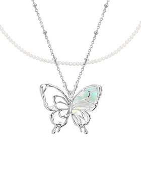 MFOW贝母珍珠女叠戴项链招财