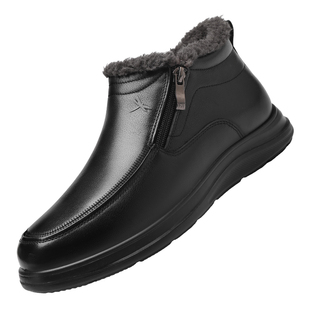 红蜻蜓男鞋冬季鞋子男士休闲高帮皮鞋男棉鞋男款加厚加绒保暖爸爸