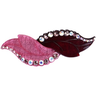 韩版清新发夹水钻树叶顶夹弹簧夹大号时尚马尾扣头花成人发饰头饰