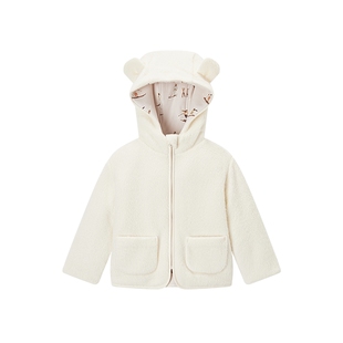 Milkbarn儿童羊羔绒外套宝宝秋冬棉服男女童连帽夹棉上衣