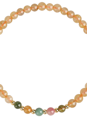 普陀山招财天然水晶金发晶手链女