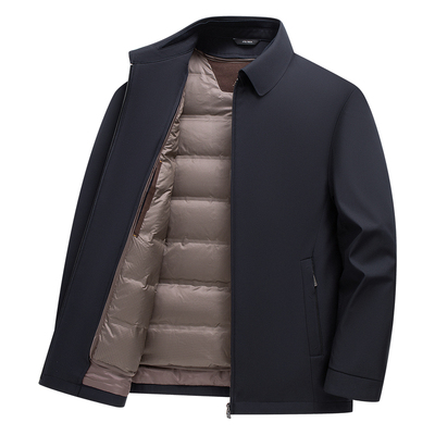 罗蒙男士可拆内胆翻领鸭绒羽绒服