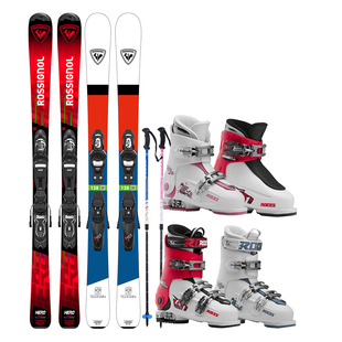 ROSSIGNOL法国金鸡儿童滑雪板双板套装青少年入门装备男女童雪鞋